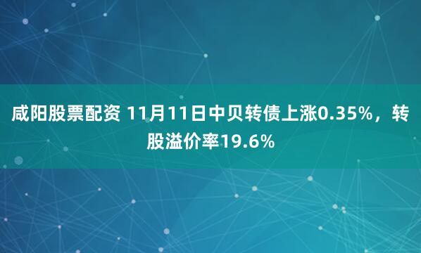 咸阳股票配资 11月11日中贝转债上涨0.35%，转股溢价率19.6%